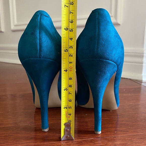 Audrey Brooke Teal Suede Heels - Picture 7 of 8